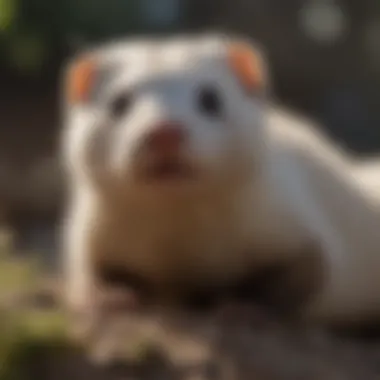 Agile Ferret Displaying Natural Behavior Ferret in a natural setting showcasing agility