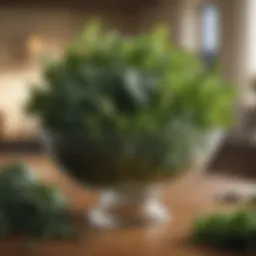 A bowl filled with leafy greens rich in calcium for pets