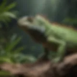 A spacious green iguana enclosure with climbing branches and plants