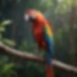 Colorful macaw perched on a branch