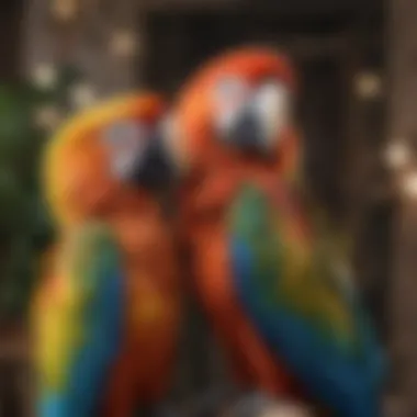 Macaw displaying playful behavior