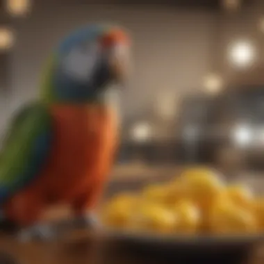 Parrot owner measuring food portions