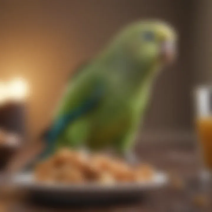 Parakeet enjoying a nutritious meal