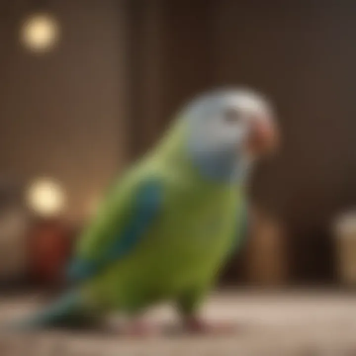 A clean and spacious parakeet cage, emphasizing the importance of a healthy environment.
