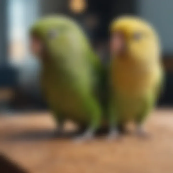 Parakeet sitting calmly during nail clipping