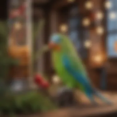 Ideal Parakeet Habitat Setup Well designed parakeet habitat with colorful decorations