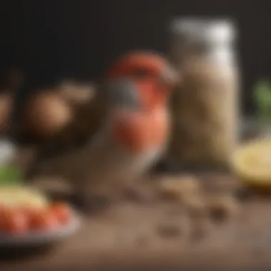 A selection of finch-friendly foods arranged neatly