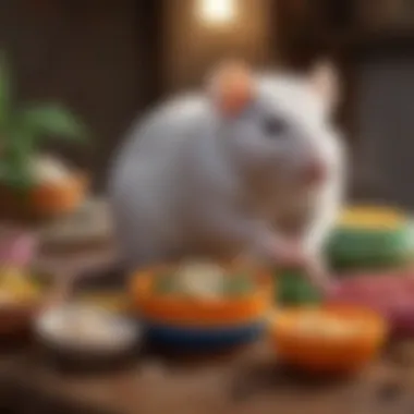 Nutritious Foods for Pet Rats Variety of nutritious foods for pet rats in colorful bowls
