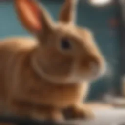 A rabbit receiving a veterinary check-up