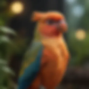 Serene Aviary with Vibrant Birds A serene aviary filled with healthy, vibrant birds
