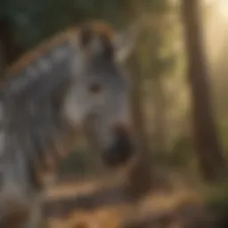 Zebra in a natural habitat, showcasing its stripes and environment