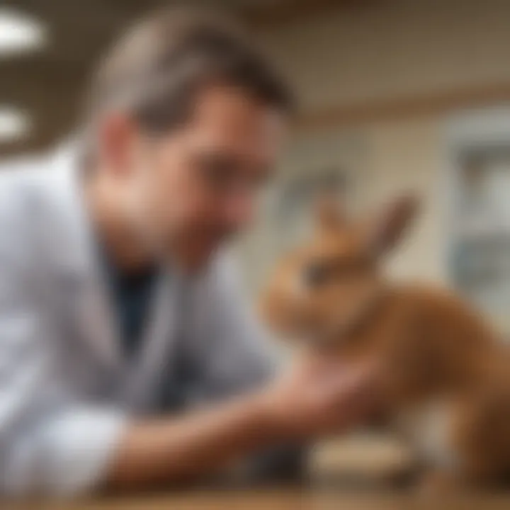 Pet owner consulting a veterinarian for rabbit care