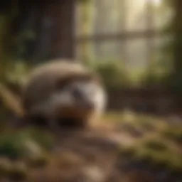 A cozy hedgehog habitat setup with natural elements