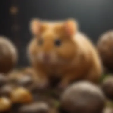 Golden Hamster in Its Habitat A close-up of a golden hamster exploring its enclosure