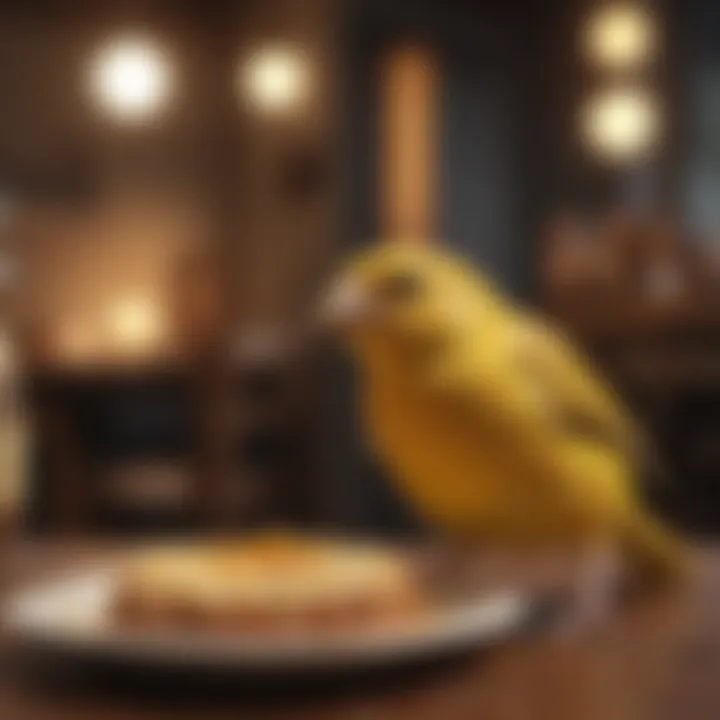 A canary enjoying a nutritious meal