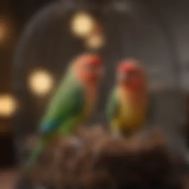 Creating a Safe Haven for Lovebirds A lovebird perched comfortably in its cage, demonstrating the importance of a safe and enriching environment.