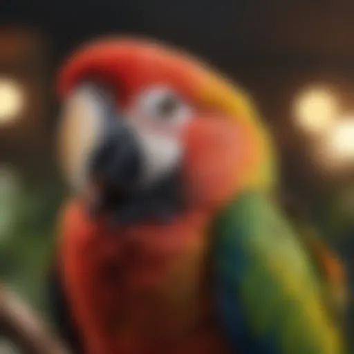 Vibrant parrot perched on a branch showcasing its colorful feathers