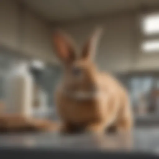 A serene rabbit in a veterinary clinic