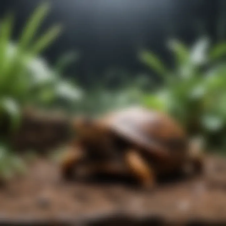 A well-maintained enclosure for box turtles with plants and water