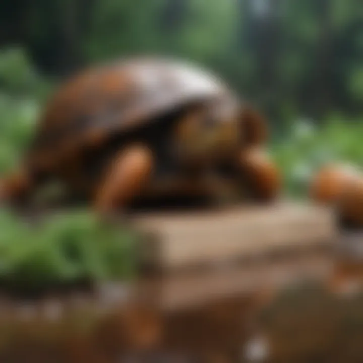 A selection of box turtle food items displayed artistically