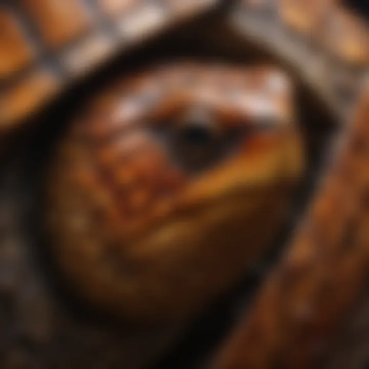 Close-up of a box turtle shell showcasing intricate patterns