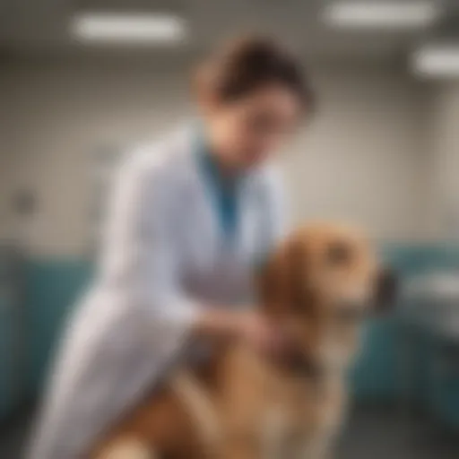 A veterinarian examining a dog in an examination room
