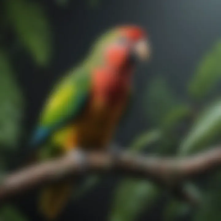 Vibrant Amazon parrot perched on a branch