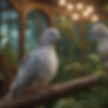 A well-maintained aviary designed for diamond doves, demonstrating optimal care and environment for their well-being.