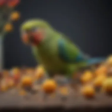 Healthy Parakeet Diet A colorful array of seeds and fresh fruits for parakeet diet