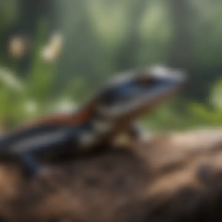 A skink displaying its natural behavior in a comfortable environment.