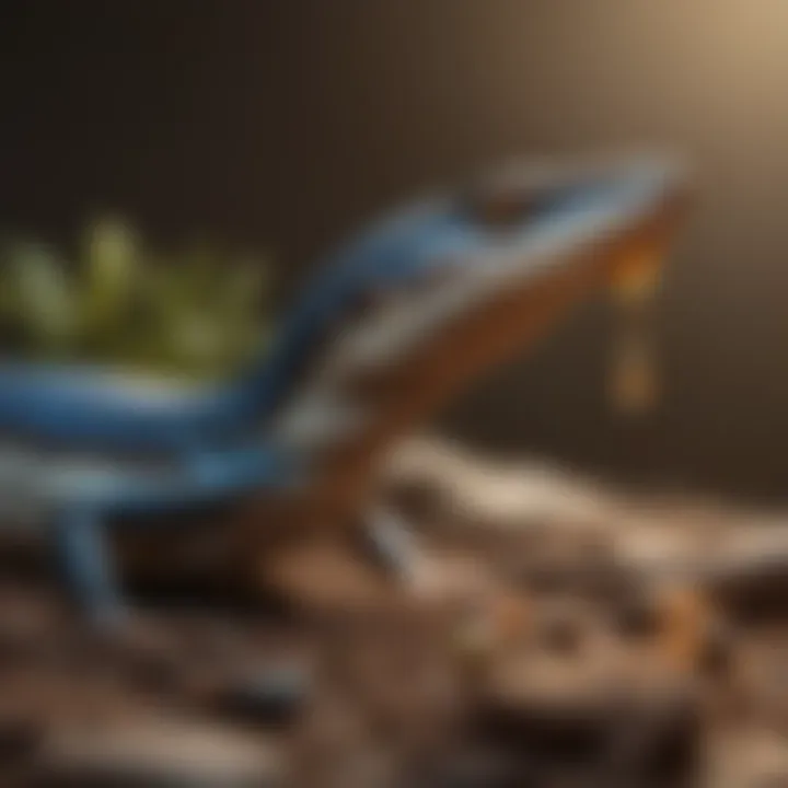 A close-up of a skink being fed a nutritious meal.