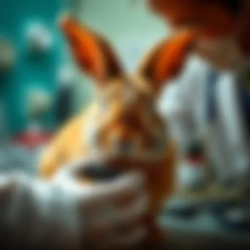 Veterinary Examination of a Bunny Veterinarian examining a rabbit for health check