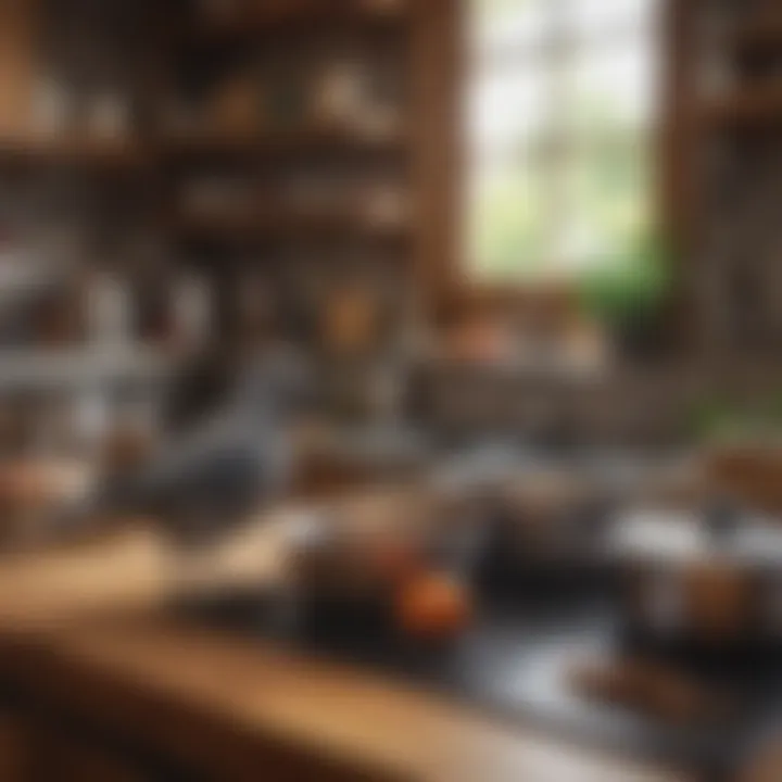 A pet bird observing a kitchen environment with cookware arranged safely