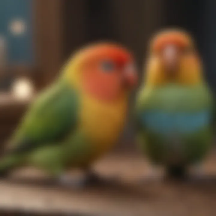 A close-up view of different lovebird species available for purchase