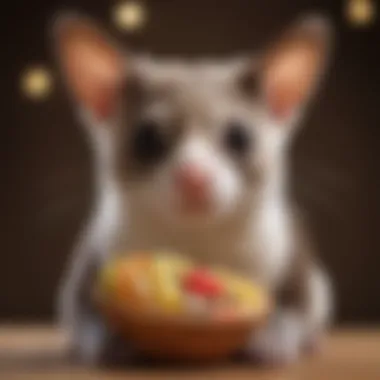Sugar Glider Indulging in Healthy Goodies Sugar glider enjoying a healthy treat