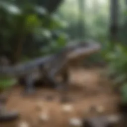 A well-designed blue tongue skink enclosure showcasing natural elements