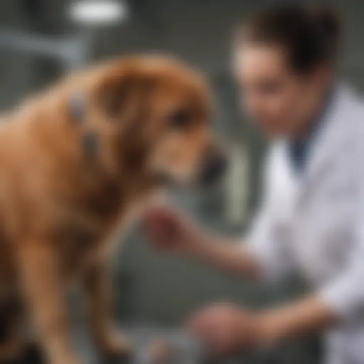 Veterinary professionals conducting an examination on a dog