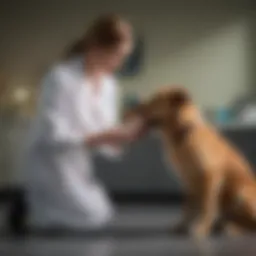 Veterinarian examining a dog in a clinic