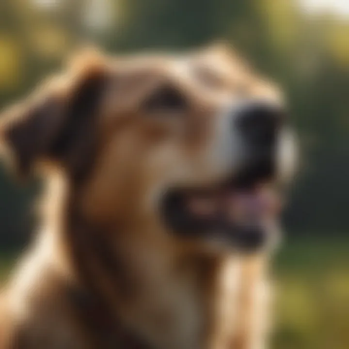 A dog responding to commands with vocalizations