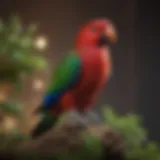 A vibrant eclectus parrot perched on a branch, showcasing its colorful plumage.