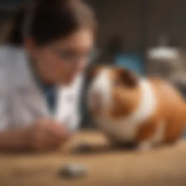 Veterinarian examining a guinea pig