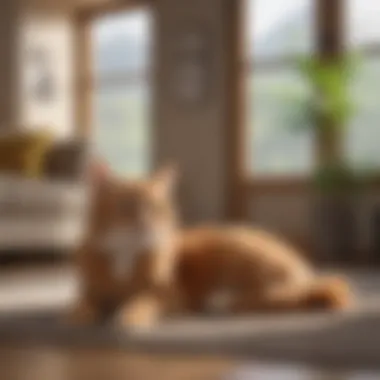 Pet Relaxing in a Fresh Air Environment Pet enjoying clean air in a cozy home environment