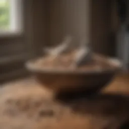 A variety of dove bird seeds in a decorative bowl.