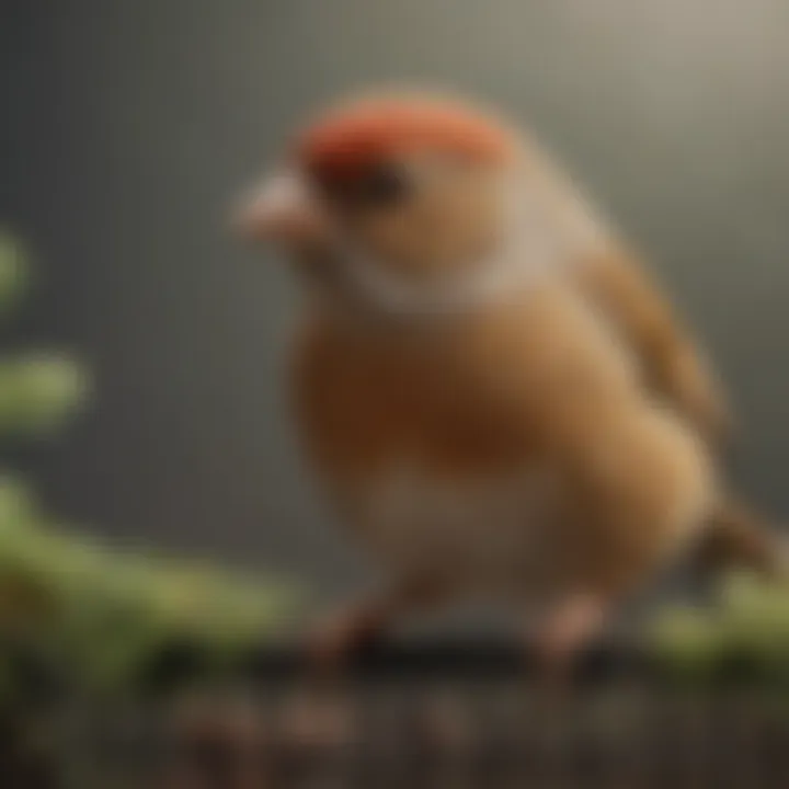 A serene finch in a cozy cage setting, highlighting its simplicity and charm.