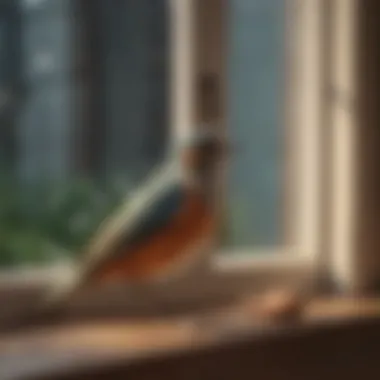 Open Window Encouraging Bird to Exit A tranquil room with an open window inviting a bird to exit safely.