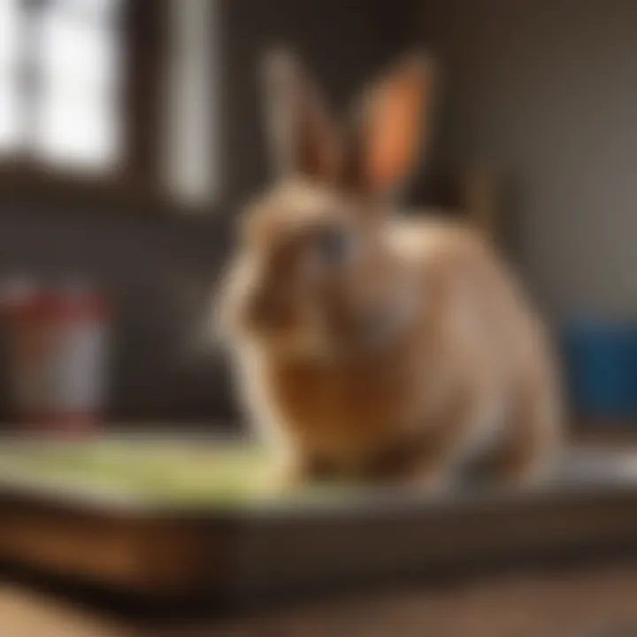 Rabbit using a litter box successfully