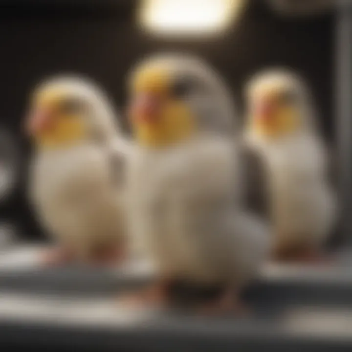 Monitoring the developmental stages of cockatiel embryos in an incubator.