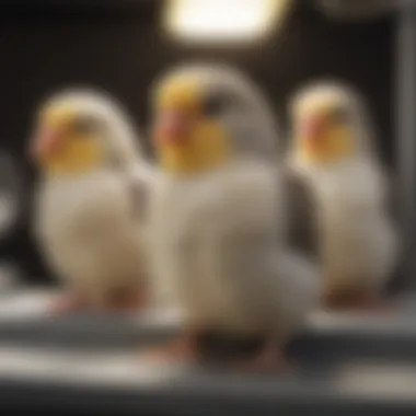 Monitoring Embryo Development Monitoring the developmental stages of cockatiel embryos in an incubator.