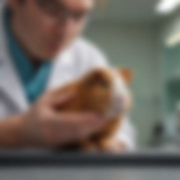 Veterinarian examining a guinea pig in a clinic
