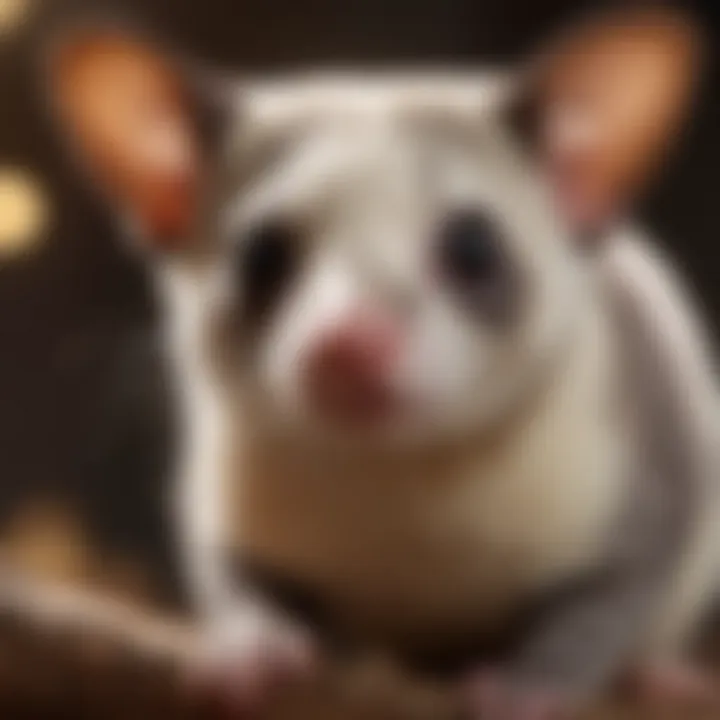 Veterinary checkup for a sugar glider.